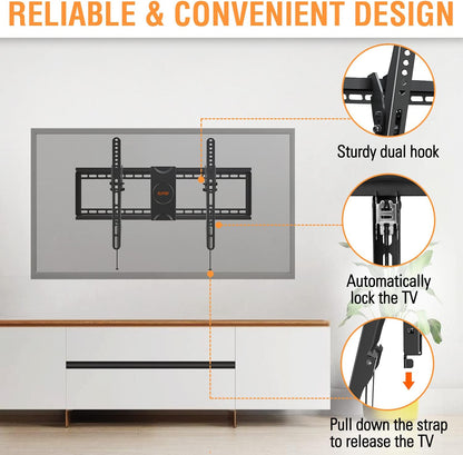 ELIVED UL Listed TV Wall Mount for Most 37-75 Inch Flat Screen Curved TVs, Universal Tilt TV Mount fits 16”, 18”, 24” Studs, Low Profile TV Bracket Max VESA 600x400mm, Loading Capacity 99 lbs. /45kg