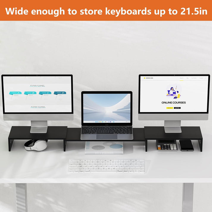 Ergofocus Triple Monitor Stand Riser, Extra Long Monitor Riser for 1~2 ...