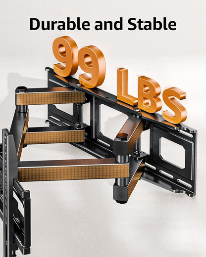 DreamAxis TV Wall Mount for Most 26-70 inch tvs, Full Motion TV Mount Swivel and Tilt, Wall Mount Bracket Max VESA 400x400mm, Holds up to 99 lbs, Fits 8” 12” 16" Wood Studs.