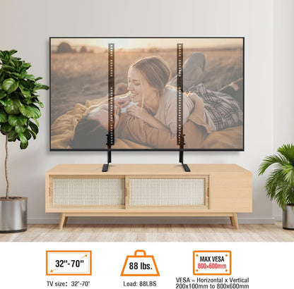 ELIVED Table Top TV Stand for Most 32-70 Inch Flat Screen Curved TVs with Max VESA 800x600mm, Universal TV Legs Height Adjustable, Detachable TV Stand Base Holds up to 88 lbs, YD1024