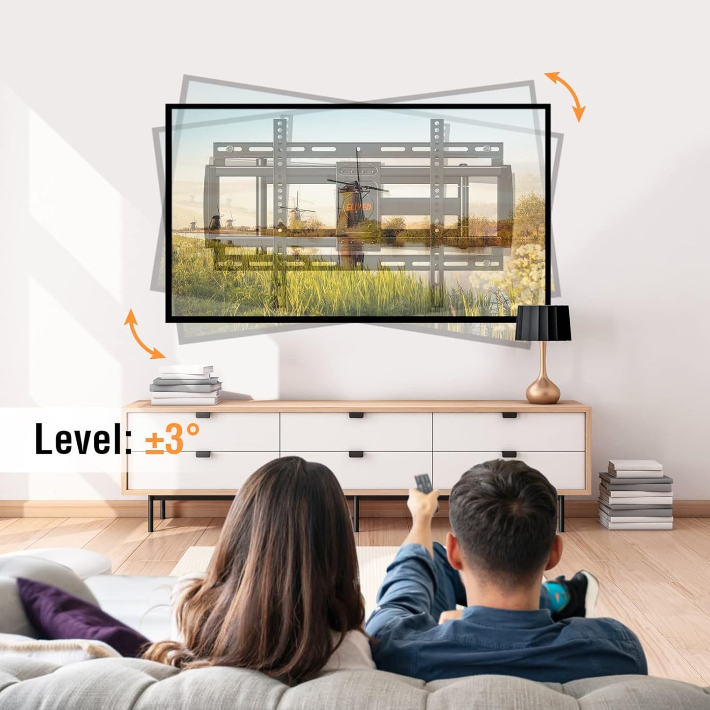 ELIVED Long Extension TV Mount for Most 37-75 Inch TV, Full Motion Wall Bracket with 29.5 inch Long Arm Articulating TV Wall Mount, Max VESA 600x400mm, Holds up to 88lbs, fits Wood Studs 12"-24".