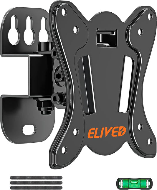ELIVED TV Wall Mount Small Monitor Mount Bracket with Adjustable Tilt Swivel for Most 13-30 Inch LED LCD OLED TVs, Single Stud Perfect Center Design, VESA Size Up to 100x100mm and Holds up to 33 lbs