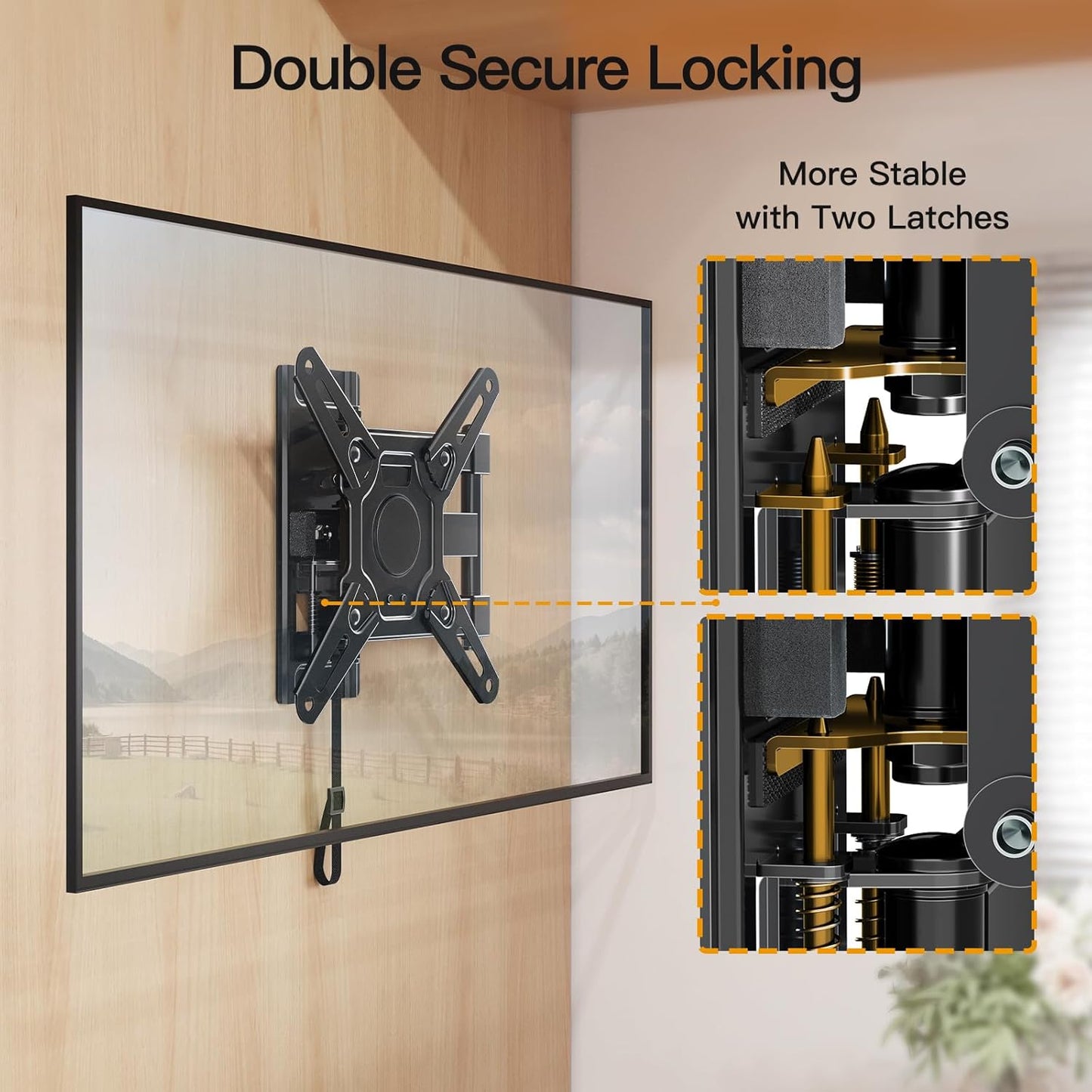 ELIVED RV TV Mount for Camper, Lockable RV TV Wall Mount for Most 13-43 Inch TVs, Full Motion Swivel and Tilt, Secure Lock for Trailer Motorhome Truck Boat, Max VESA 200x200mm, up to 33 LBS