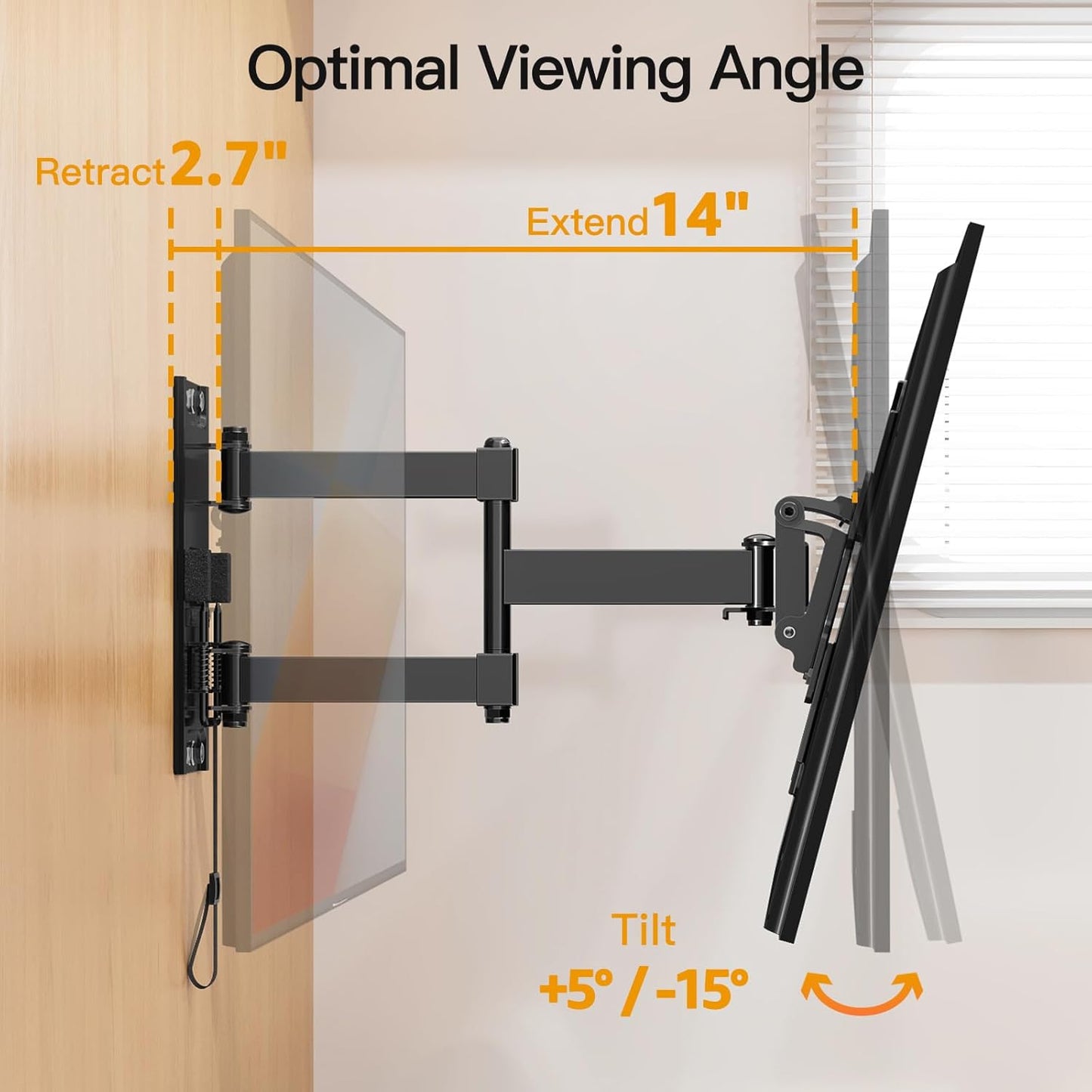 ELIVED RV TV Mount for Camper, Lockable RV TV Wall Mount for Most 13-43 Inch TVs, Full Motion Swivel and Tilt, Secure Lock for Trailer Motorhome Truck Boat, Max VESA 200x200mm, up to 33 LBS