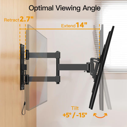 ELIVED RV TV Mount for Camper, Lockable RV TV Wall Mount for Most 13-43 Inch TVs, Full Motion Swivel and Tilt, Secure Lock for Trailer Motorhome Truck Boat, Max VESA 200x200mm, up to 33 LBS