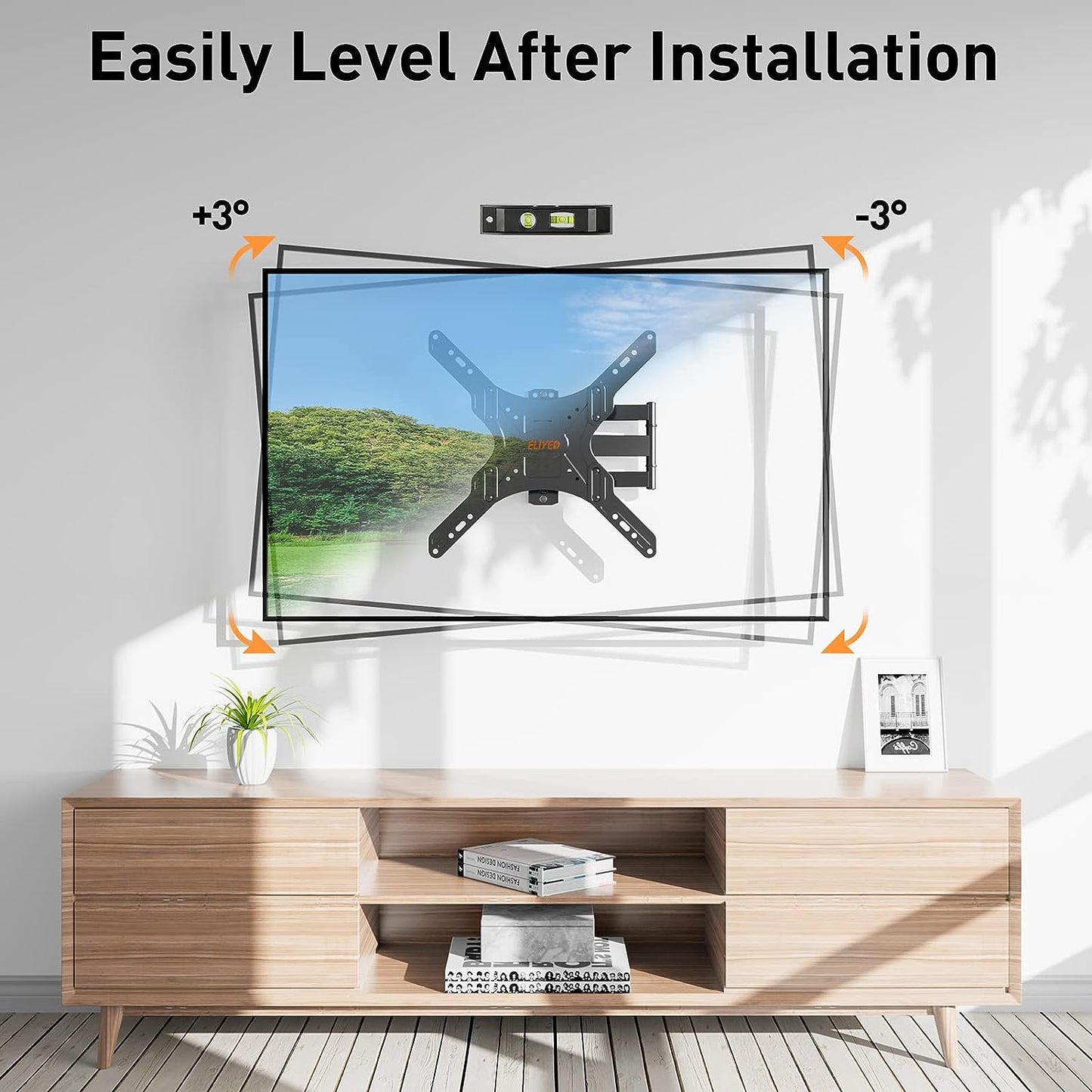 ELIVED UL Listed TV Wall Mount for Most 26-60 Inch TVs, Swivel and Tilt Full Motion TV Mount with Single Stud Perfect Center Design, Wall Mount TV Bracket Max VESA 400x400mm, Holds up to 88 lbs.