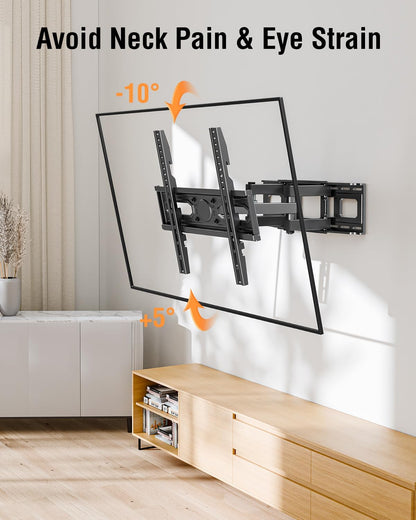 EconoMe TV Wall Mount for Most 26-70 inch TVs, Full Motion TV Wall Mount Swivel and Tilt, Wall Mount TV Bracket Max VESA 400x400, Holds up to 99 lbs, Fits 8” 12” 16" Wood Studs