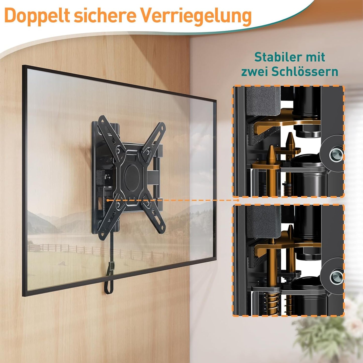 ELIVED RV TV-Halterung für Wohnmobile, Wohnwagen Arretierbare TV Halterung für die meisten 13-43 Zoll TVs, Schwenk- und neigbar für Wohnwagen, Wohnmobile, LKWs. max VESA 200x200mm bis zu 15 KG