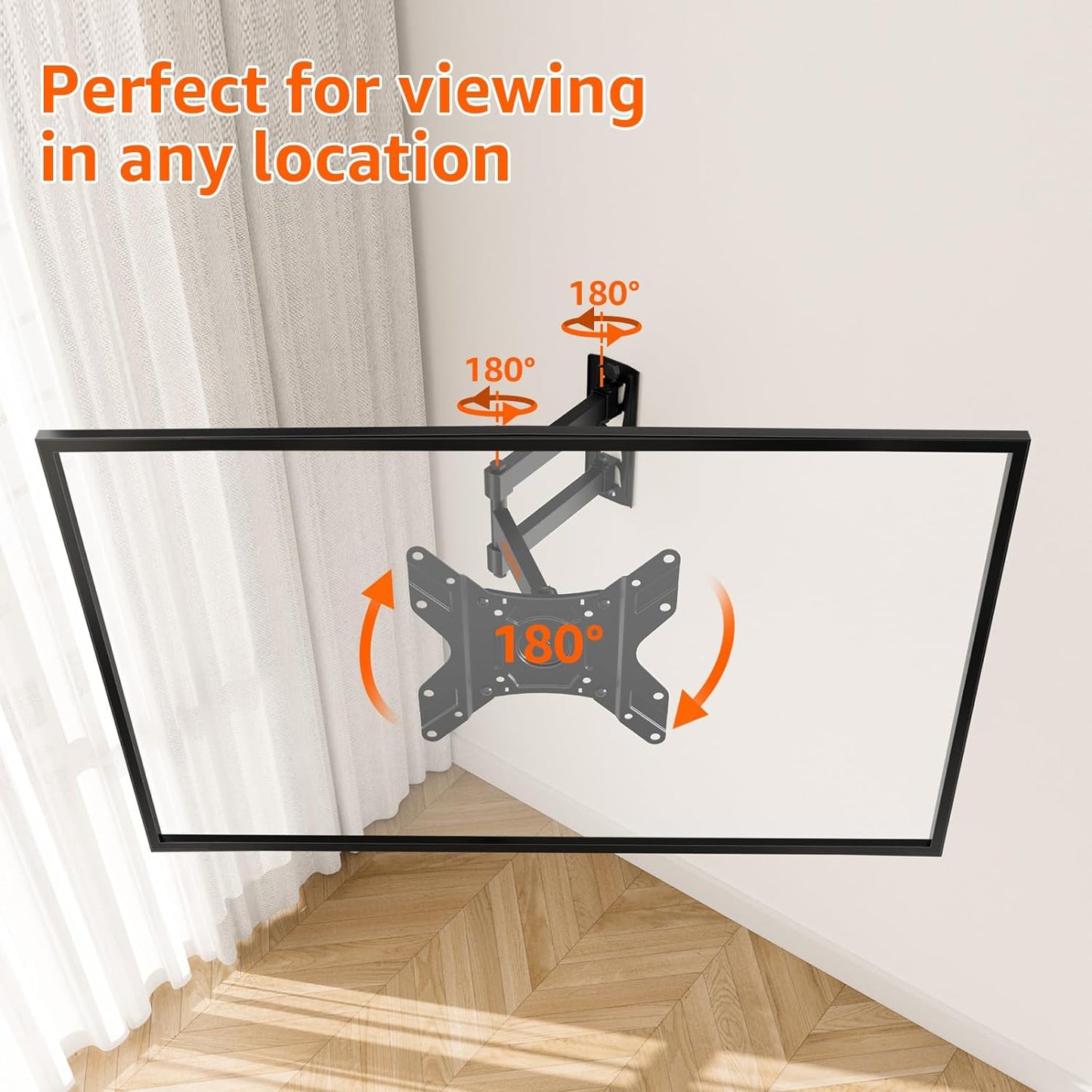 TV Monitor Wall Mount Swivel and Tilt for Most 14-42 Inch LED LCD Flat Curved TVs, Full Motion TV Wall Mount TV Bracket with Articulating Arm, Max VESA 200x200mm up to 33lbs