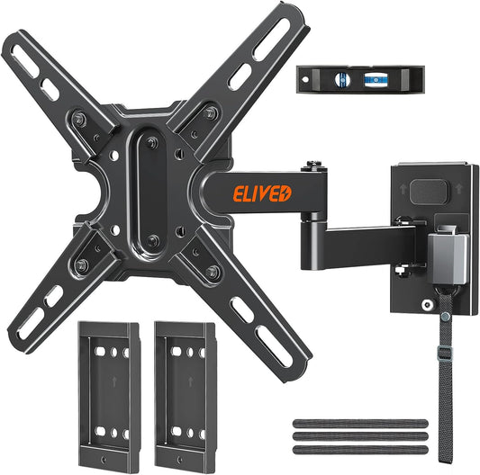 ELIVED Lockable RV TV Mount for Most 13-43 Inch TVs, RV TV Wall Mount Swivel and Tilt for Camper Trailer Motorhome, Detachable TV Bracket with Double Wall Plates, Max VESA 200x200mm, up to 22LBS