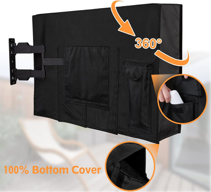 ELIVED Outdoor TV Cover 30-32 Inches, Weatherproof TV Cover for Outside TVs 600D Thick Fabric with Remote Control Pocket, Waterproof and Dustproof TV Screen Protectors YDCV32BK