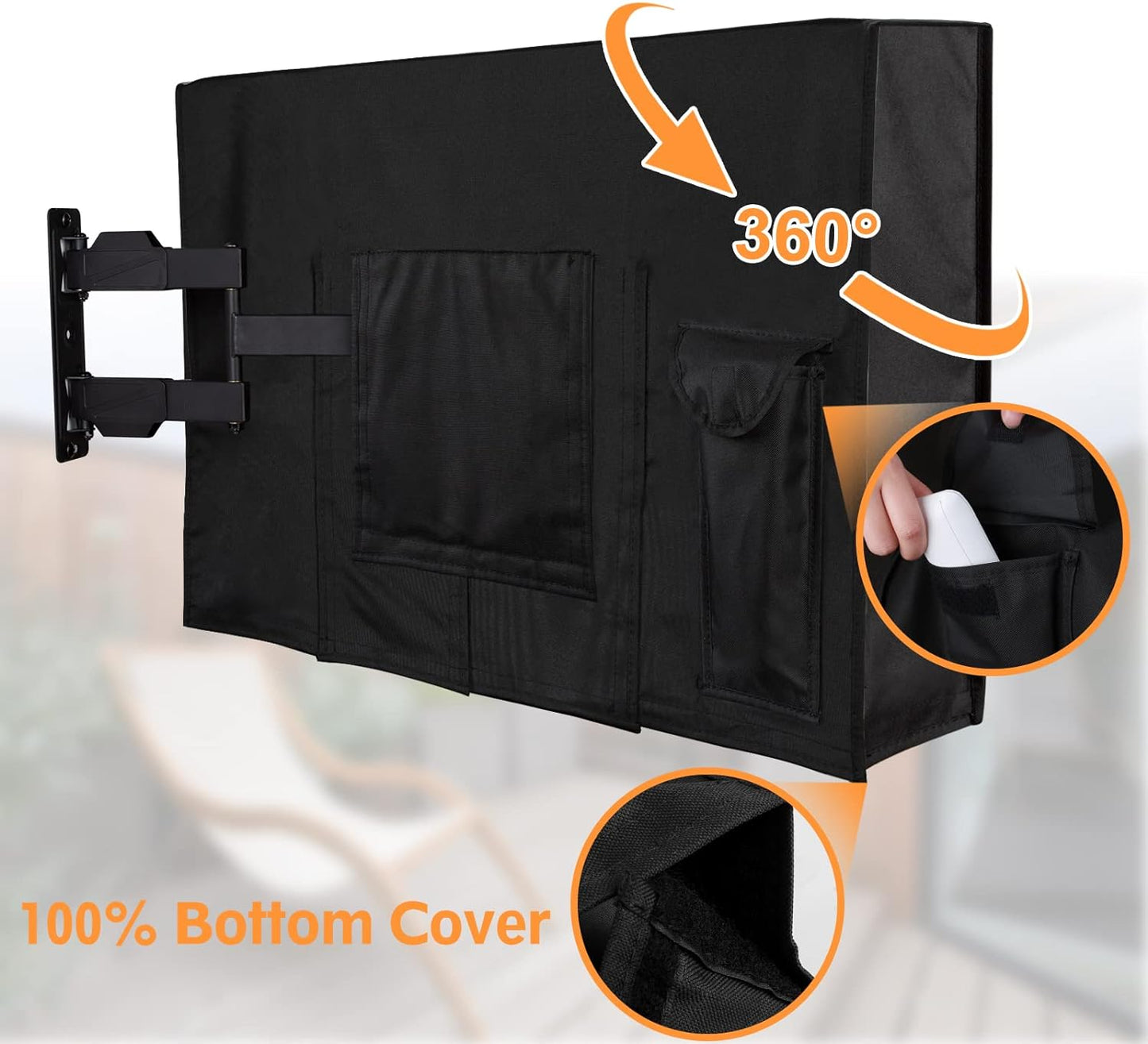 ELIVED Outdoor TV Cover 41-43 Inches, Weatherproof TV Cover 600D Thick Fabric for Outside TVs with Remote Control Pocket, Waterproof and Dustproof TV Screen Protectors YDCV43BK