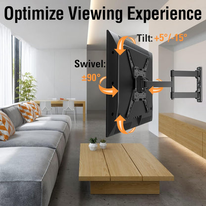 ELIVED Full Motion TV Wall Mount for Most 22-55 Inch TVs, Articulating Arms Swivel and Tilt TV Mount, Wall Mount TV Brackets Max VESA 400x400, Single Stud Perfect Center Design, Holds Up to 77 lbs.