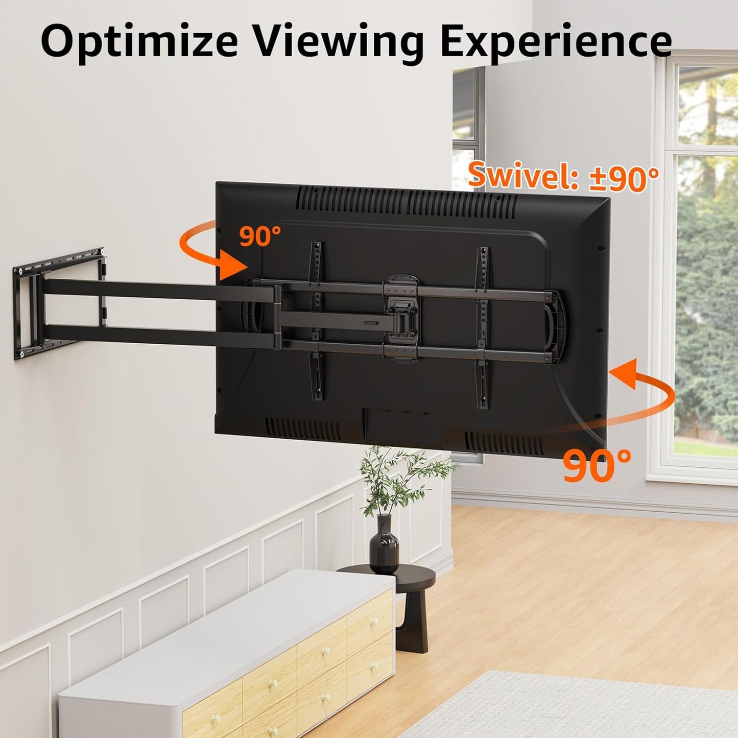 ELIVED Long Arm TV Mount Full Motion Wall Mount TV Bracket with 40.4 inch Extension Articulating Arm TV Wall Mount, Fits Most 42-90 Inch TVs, Holds up to 130 lbs,VESA 800x400mm, fits 12"-24" Studs.