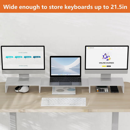 Ergofocus Triple Monitor Stand Riser, Extra Long Monitor Riser for 1~2~3 Monitors, Dual Monitor Stand with Length and Angle Adjustable, 3 Shelf Monitor Stand for Desk