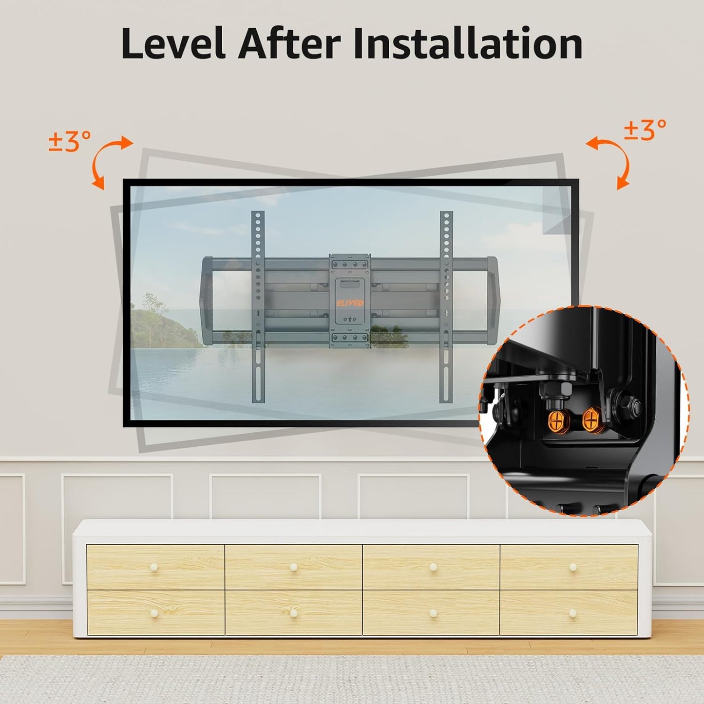 ELIVED TV Wall Mount for Most 42-82 Inch Flat Curved TVs, Full Motion Wall Mount TV Bracket Swivel and Tilt TV Mount with Articulating Arms, Fits 16" Wood Studs, Max VESA 600x400mm, 100 lbs. Loading