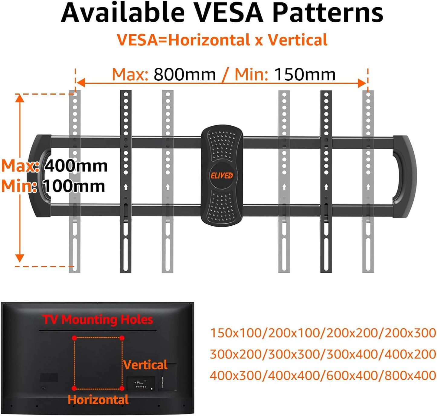 ELIVED Long Arm TV Mount Full Motion Wall Mount TV Bracket with 40.4 inch Extension Articulating Arm TV Wall Mount, Fits Most 42-90 Inch TVs, Holds up to 130 lbs,VESA 800x400mm, fits 12"-24" Studs.