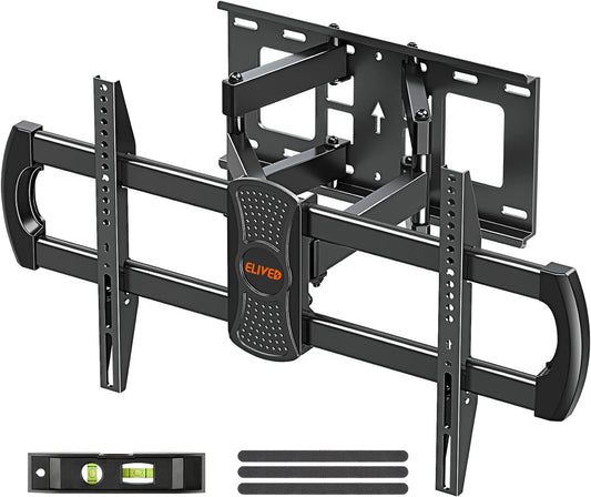 ELIVED UL Listed TV Wall Mount for Most 37-75 Inch Flat Screen TVs, Swivel and Tilt Full Motion TV Mount Bracket with Articulating Arms, Max VESA 600x400mm, 100 lbs. Loading, 8“-16" Wood Studs