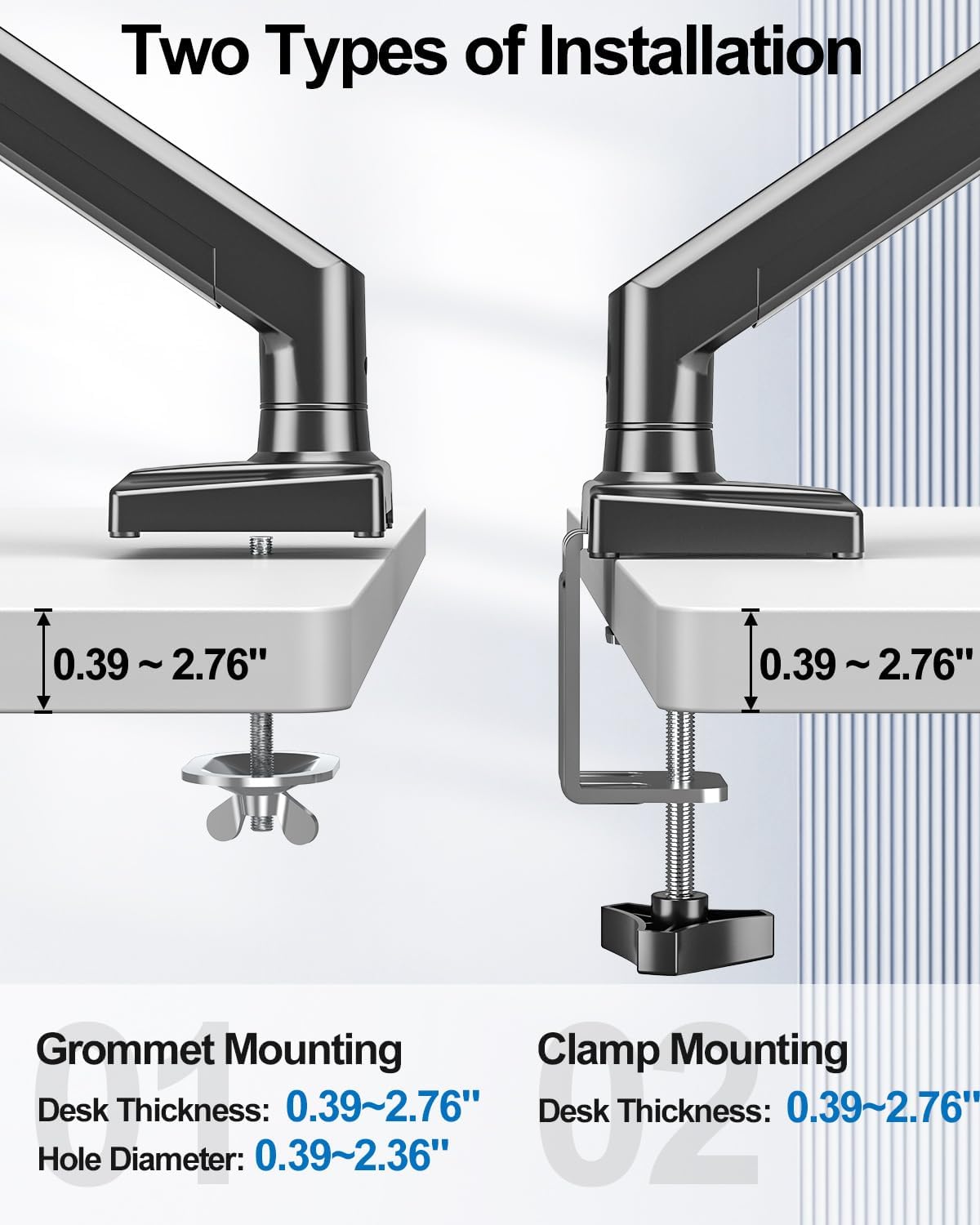 ErgoFocus Dual Monitor Mount Full Motion Monitor Desk Mounts Gas Spring Monitor Stand