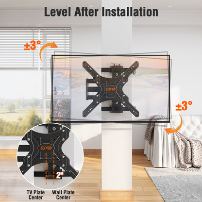 ELIVED Outdoor Pillar TV Mount for Most 26"-60" TVs, Column TV Mount Weatherproof for Gazebo Patio Pergola, No Drill tv Bracket Swivel and Tilt, Fits Multi-Shaped Poles, Max VESA 400x400mm, 77 Lbs.
