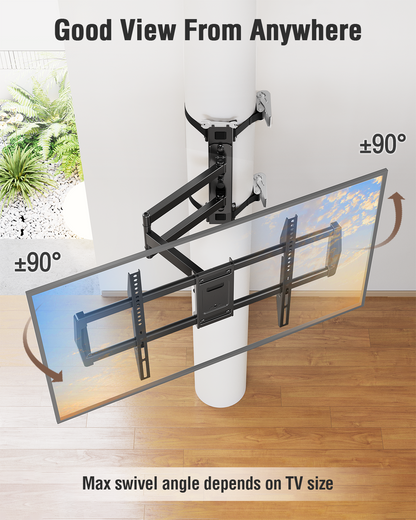 ELIVED Pillar TV Mount for Most 32"-75" TVs, Column TV Mount for Gazebo Patio Pergola, No Drill Full Motion tv Bracket Swivel and Tilt, Fits Multi-Shaped Poles, Max VESA 600x400mm, 88 Lbs.