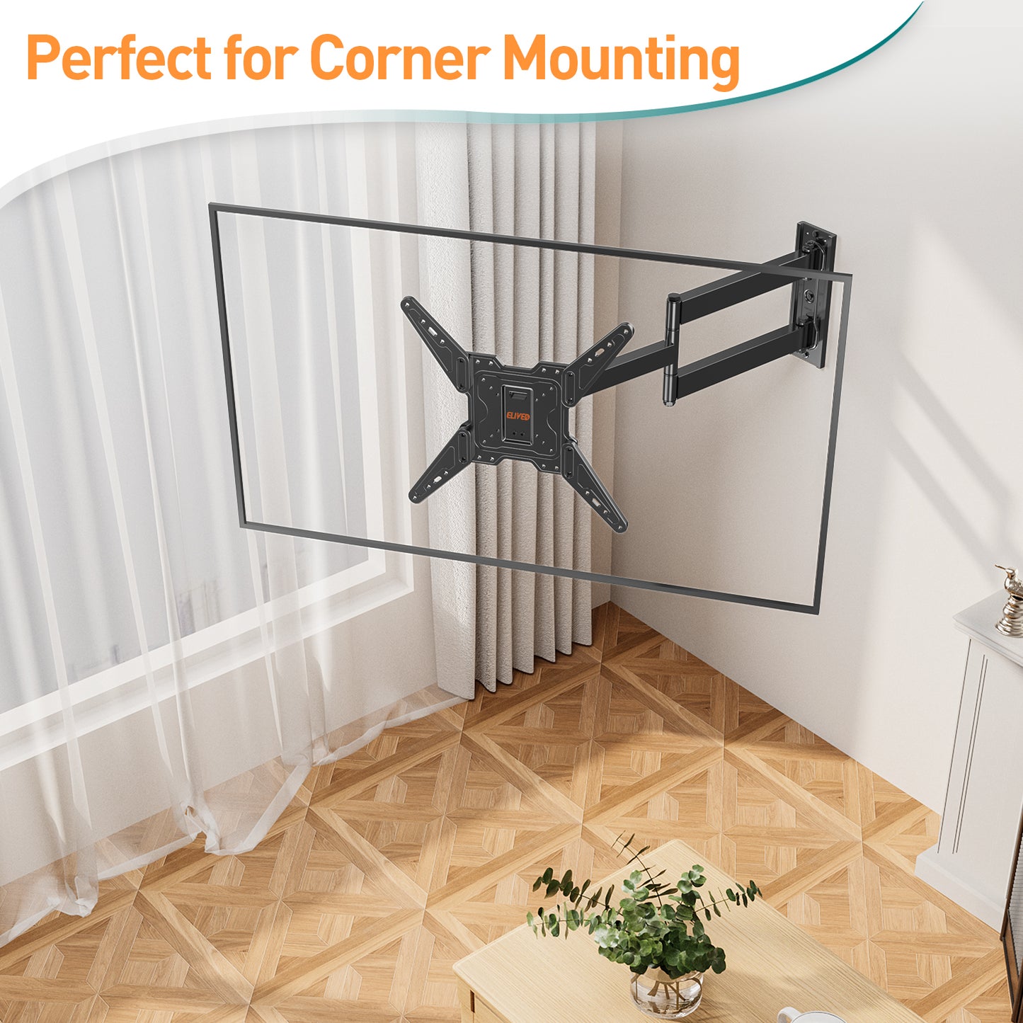 ELIVED TV Wall Bracket with 796mm Long Arm for Most 26-65 Inch TVs, Swivel and Tilt Long Extension TV Wall Mount, Full Motion Corner Wall Mount Max VESA 400x400mm up to 45kg