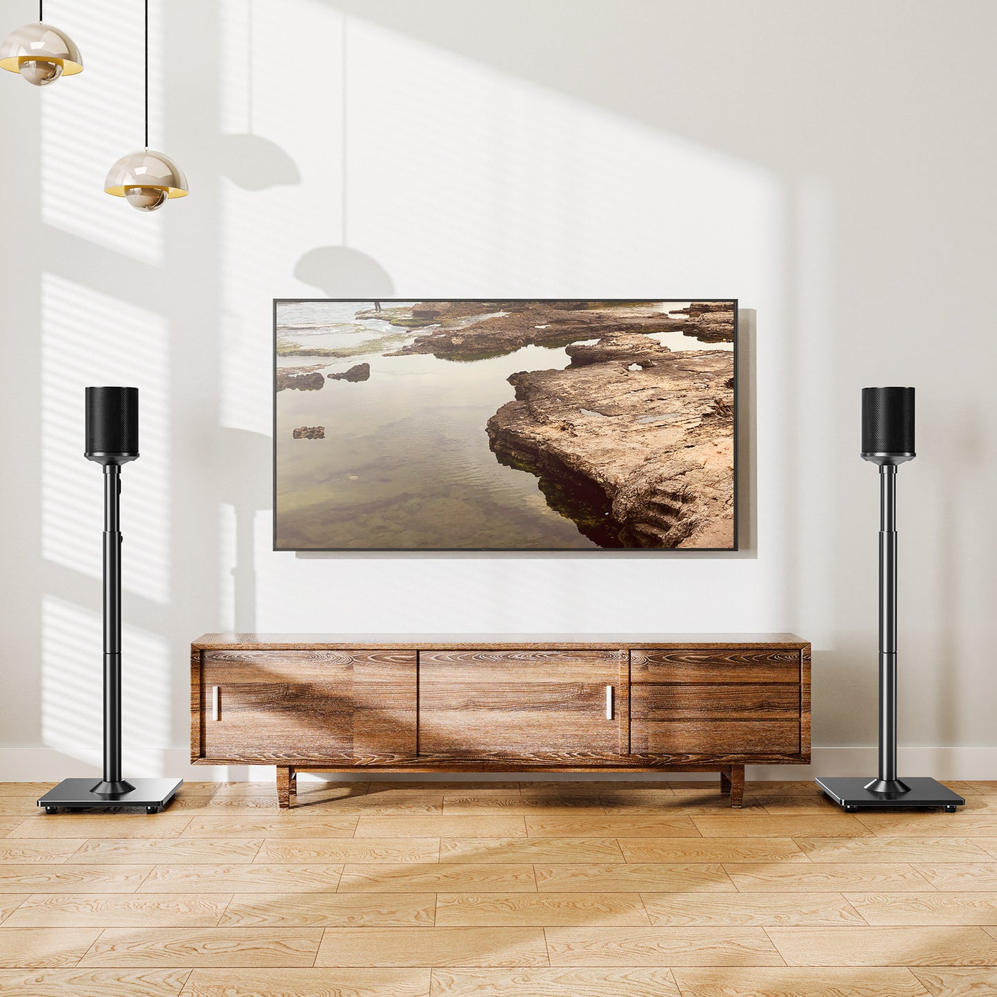 ELIVED Speaker Stands for Sonos Era 100 and Sonos One, One SL, Play:1, Height Adjustable 35"- 43.4" Speaker Stands Pair, Surround Sound Speaker Stand with Cable Management, 11 LBS Loading, YD5036