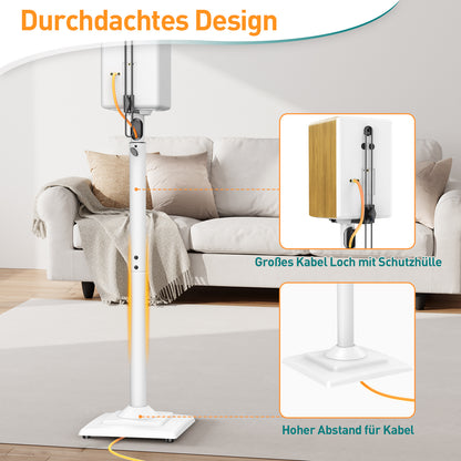 ELIVED Universal Lautsprecherständer höhenverstellbar bis 106cm, Boxenständer mit interner Kabelkanal für Regallautsprecher, 5kg Tragkraf, Weiß, 1 Paar