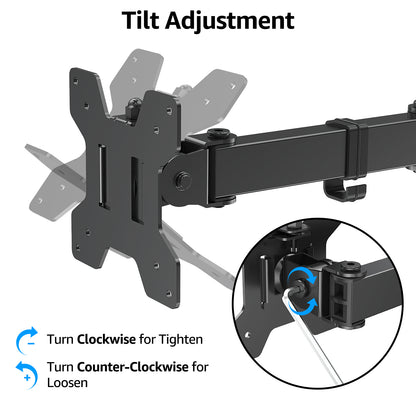 HOMOUNT Dual Monitor Stand, Freestanding & Height Adjustable Monitor Desk Mount, VESA Mount Computer Monitor Stand for 2 Screens, up to 27 inches