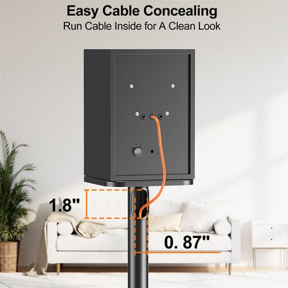 ELIVED Universal Speaker Stands Height Adjustable 28"-37.4", Bookshelf Speaker Stand Pair for Satellite Studio Large Speakers Up to 22 lbs, Surround Sound Speaker Stand with Cable Management, Black