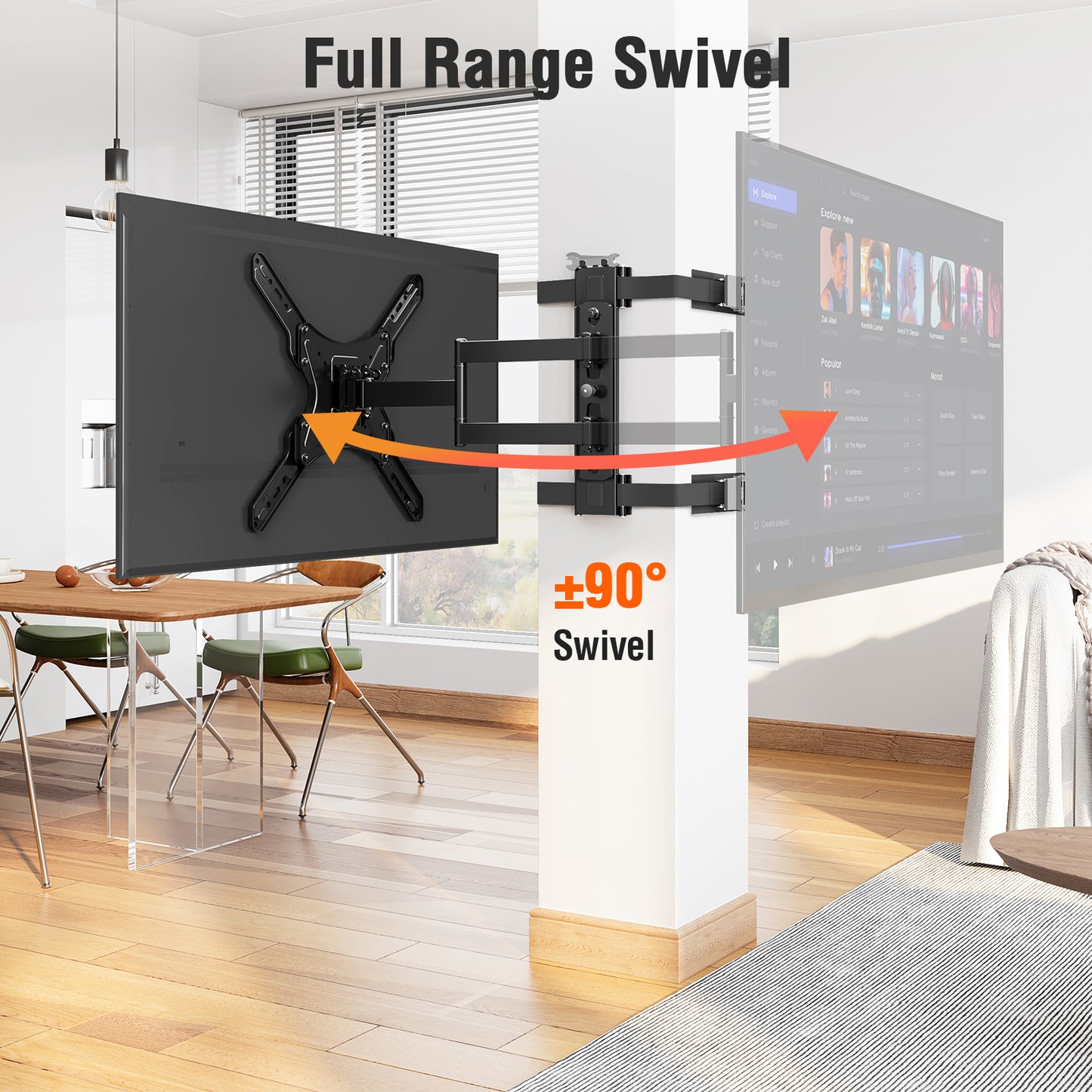 ELIVED Pillar TV Mount for Most 26"-60" TVs, Column TV Mount for Gazebo Patio Pergola, No Drill Full Motion tv Bracket Swivel and Tilt, Fits Multi-Shaped Poles, Max VESA 400x400mm, 77 Lbs. YD0084
