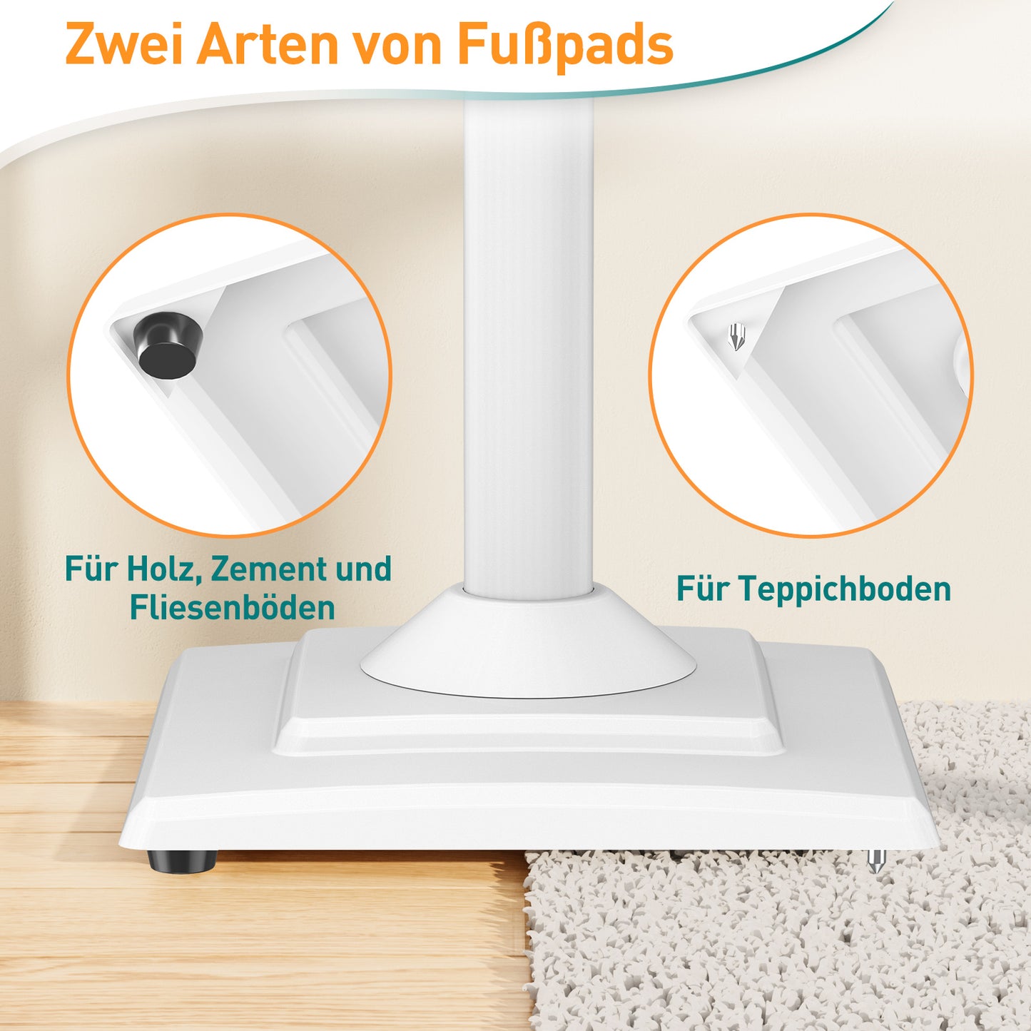ELIVED Universal Lautsprecherständer höhenverstellbar bis 106cm, Boxenständer mit interner Kabelkanal für Regallautsprecher, 5kg Tragkraf, Weiß, 1 Paar