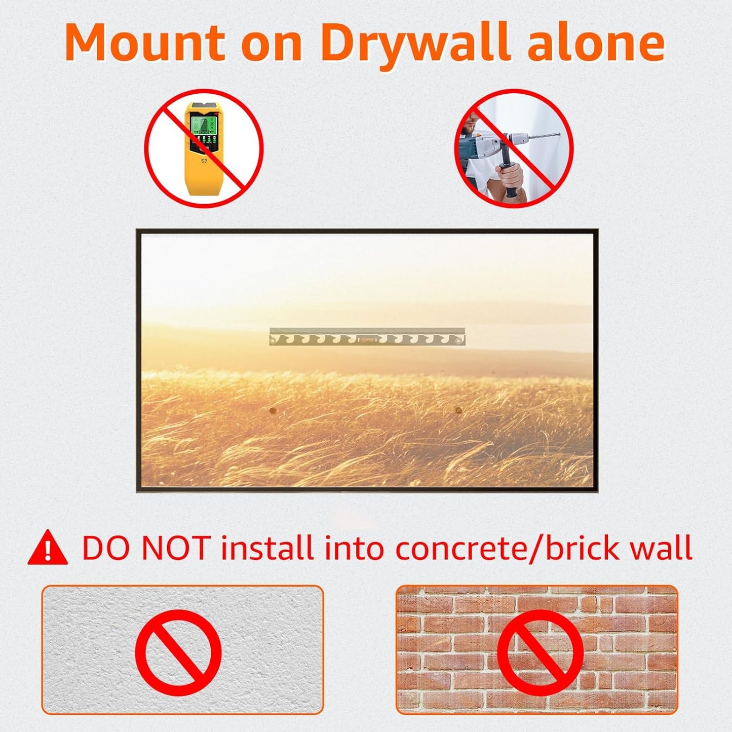 ELIVED No Stud TV Wall Mount Studless Drywall TV Mount for 24-65 inch Flat Screen TVs, No Drill TV Wall Bracket with Max VESA 600x400mm up to 100 lbs, No Damage Easy Install with All Hardware Included