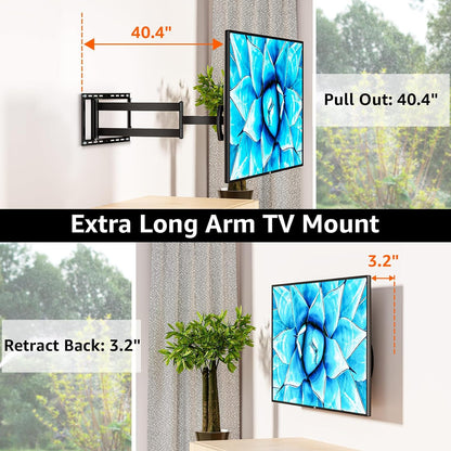 ELIVED Long Arm TV Mount Full Motion Wall Mount TV Bracket with 40.4 inch Extension Articulating Arm TV Wall Mount, Fits Most 42-90 Inch TVs, Holds up to 130 lbs,VESA 800x400mm, fits 12"-24" Studs.