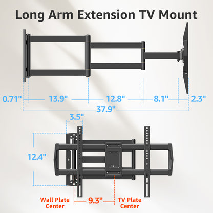 HOMOUNT Long Arm TV Wall Mount for Most 42-75 Inch TVs, 37.9" Full Motion Corner Wall Mount TV Bracket with Extension & Tilt & Swivel Articulating Arm, Max VESA 600x400mm and Up to 99 lbs