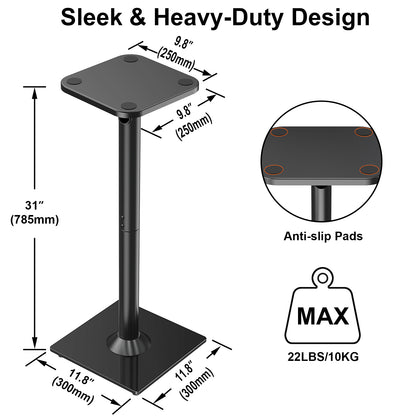 ELIVED Universal Speaker Stand Pair, 31 Inch Height Bookshelf Speaker Stands for Satellite Speaker Large Speaker Up to 22 lbs, Surround Sound Speaker Stand with Cable Management, Black, YD5022