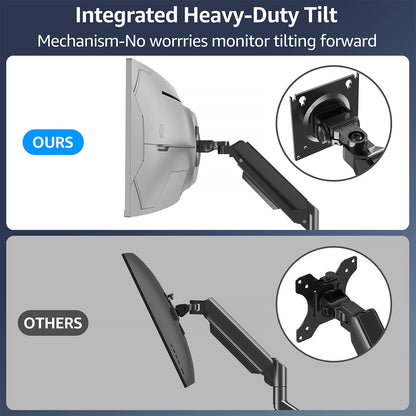 ErgoFocus Heavy Duty Monitor Mount for Max 49 inch Ultrawide Screens, Hold 2.2 to 44 lbs, Premium Single Monitor Arm for Samsung Odyssey G9 and More, Adjustable Gas Spring Desk Stand, VESA Mount