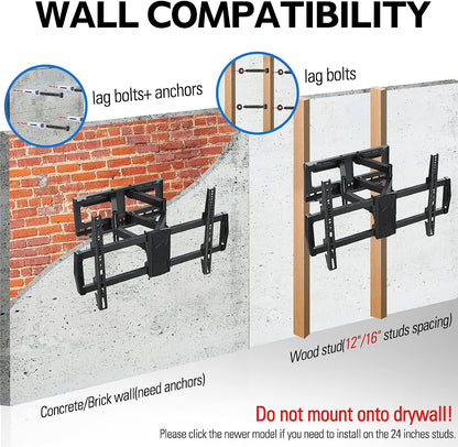 HOMOUNT Full Motion TV Wall Mount for Most 42-82 inch TVs, Wall Mount Bracket with Articulating Swivel and Tilt Fits 16" Stud, TV Mount Max VESA 600x400mm, Holds up to 100lbs