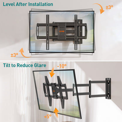ELIVED 962mm Long Arm TV Wall bracket for Most 42-75 Inch TVs, Long Extension Corner TV Mount, Full Motion Wall Mount Bracket Swivel and Tilt, Holds up to 45KG. Max VESA 600x400mm