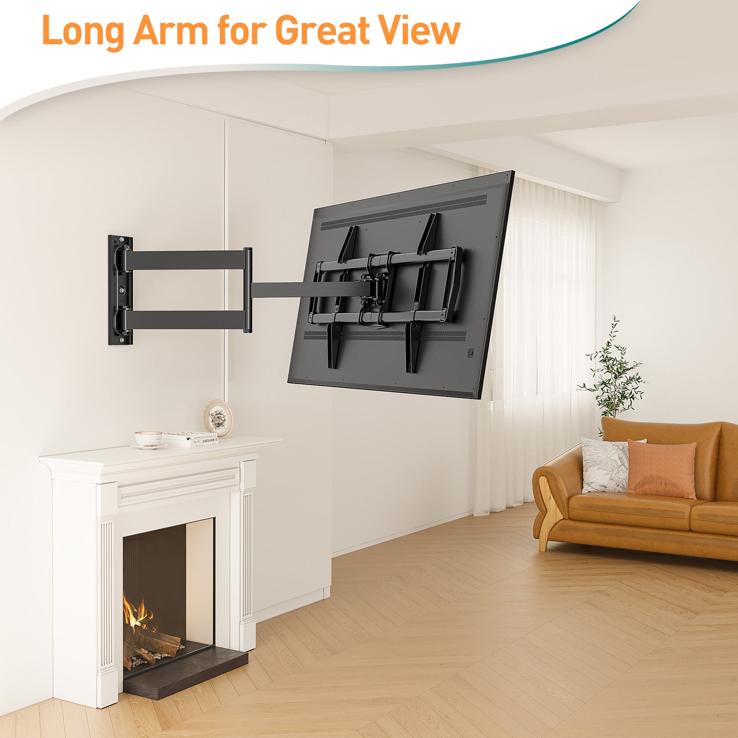 ELIVED 813mm Long Arm TV Wall Bracket for Most 37-75 Inch TVs, Universal Long Extension Arm Corner TV Wall Mount, With Tilt, Swivel, Up to 45 kg, Max VESA 600x400mm