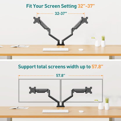 ELIVED Dual Monitor Arm for 13-32 inch Screen, Ergonomic Home Office Mount