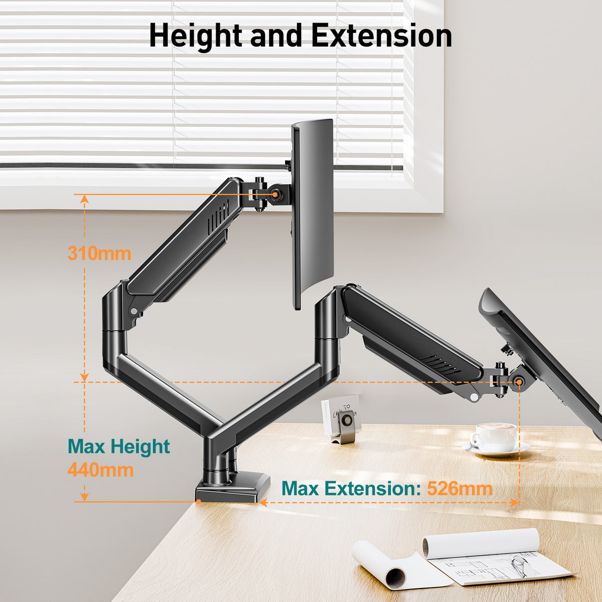ELIVED Dual Monitor Arm for 13-32 inch Screen, Ergonomic Home Office Mount