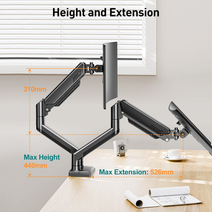 ELIVED Dual Monitor Arm for 13-32 inch Screen, Ergonomic Home Office Mount