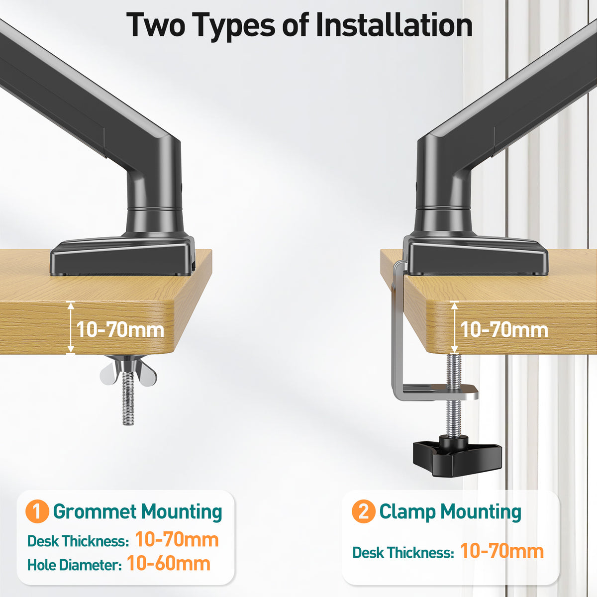 ELIVED Dual Monitor Arm for 13-32 inch Screen, Ergonomic Home Office Mount