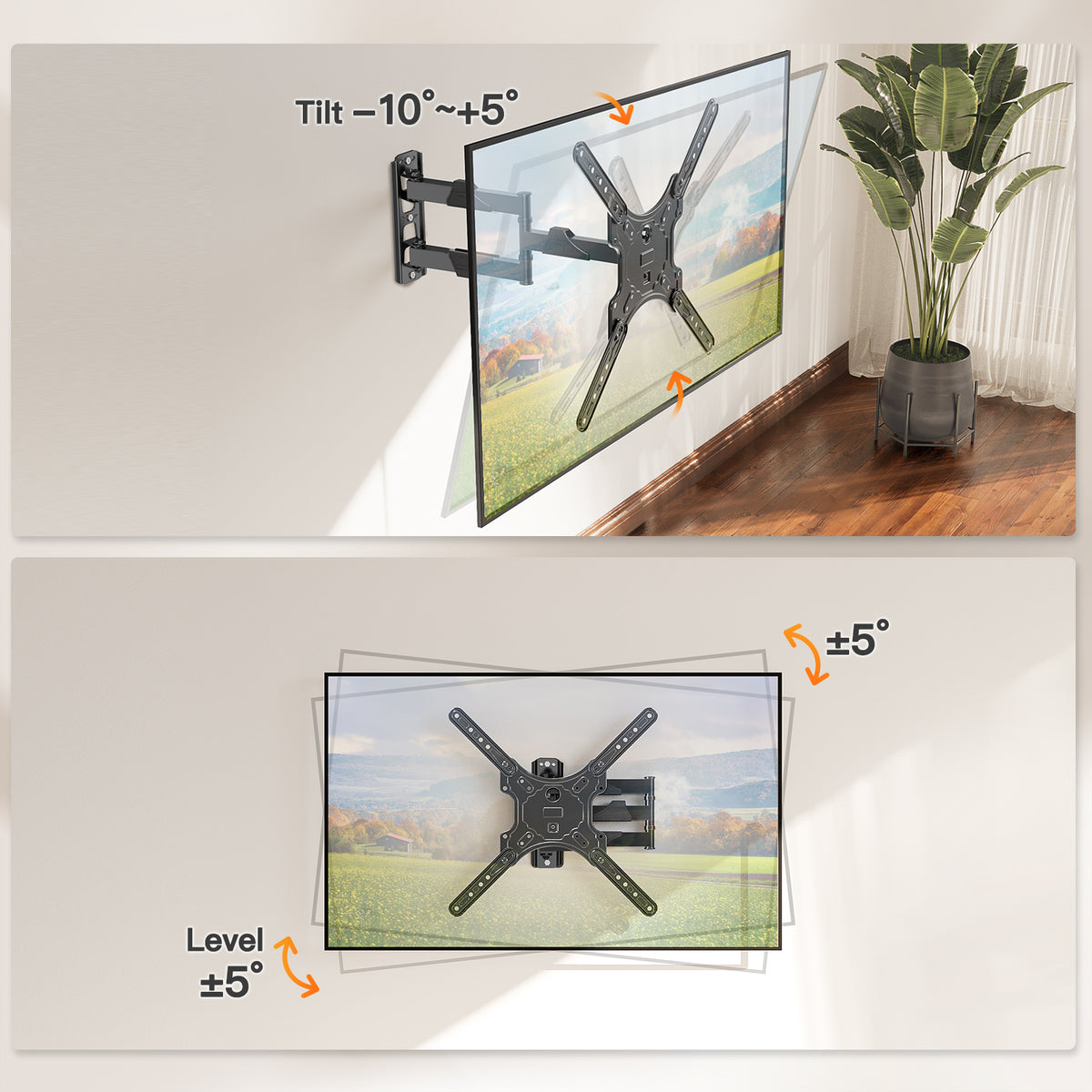 ELIVED TV Wall Bracket for Most 26-60 inch TVs, Tilt and Swivel TV Mount
