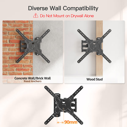 ELIVED TV Wall Bracket for Most 26-60 inch TVs, Tilt and Swivel TV Mount