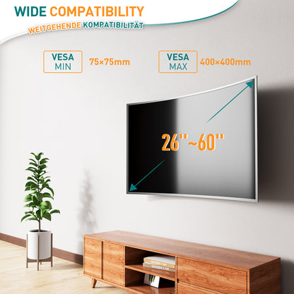 ELIVED TV Wandhalterung für 26-60'' TVs bis zu 45kg Max VESA 400x400mm