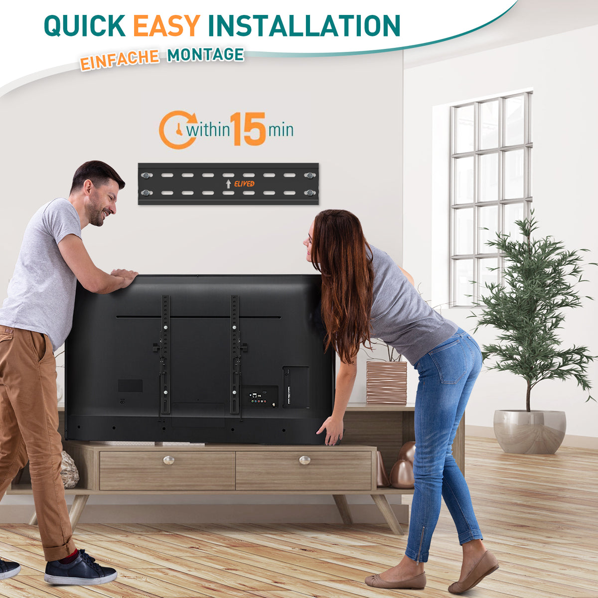 ELIVED TV Wandhalterung für 26-60'' TVs bis zu 45kg Max VESA 400x400mm