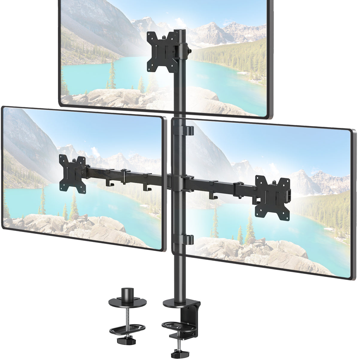 ELIVED Vertical Triple Monitor Arm Desk Mount for Most 17-32 Inch Screens