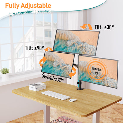 ELIVED Vertical Triple Monitor Arm Desk Mount for Most 17-32 Inch Screens